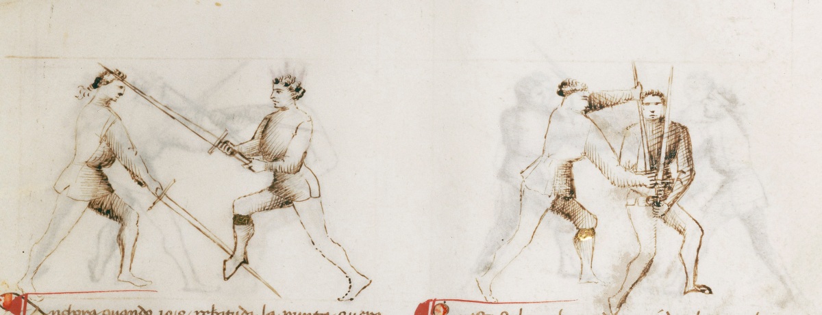 Figure 9: The Rompere di Punta and a follow on technique of Zogho Stretto, should the opponent defend against the rompere di punta.